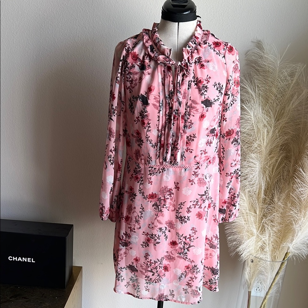 Kensie Long Sleeve Floral Pink Dress Size XS